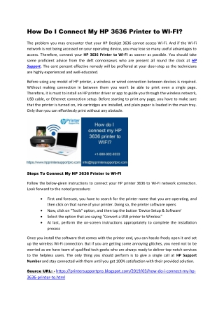 How Do I Connect My HP 3636 Printer to WI-FI?