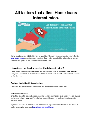 All factors that affect Home loans interest rates