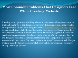 Most Common Problems That Designers Face While Creating Website