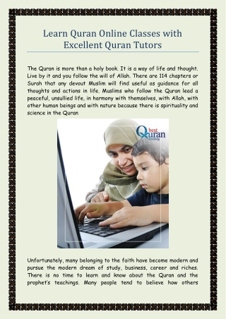 Learn Quran Online Classes with Excellent Quran Tutors