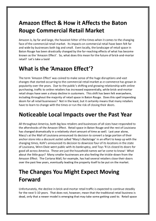 How Amazon Affects the Baton Rouge Commercial Retail Market