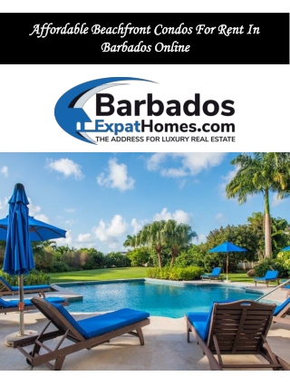 Affordable Beachfront Condos For Rent In Barbados Online