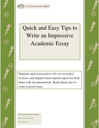 Quick and Easy Tips to Write an Impressive Academic Essay