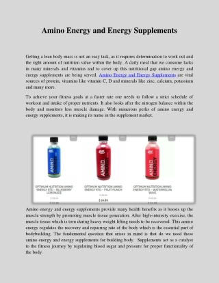 Amino Energy and Energy Supplements