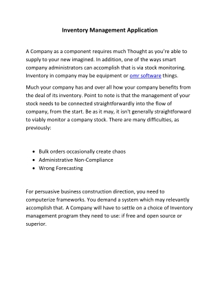 Inventory Management Application