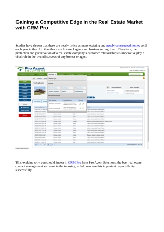 Gaining a Competitive Edge in the Real Estate Market with CRM Pro