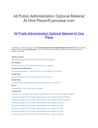 All Public Administration Optional Materiel At One Place//Examclear.com