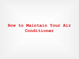 How To maintain Ac