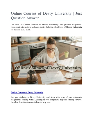 Online Courses of Devry University | Just Question Answer