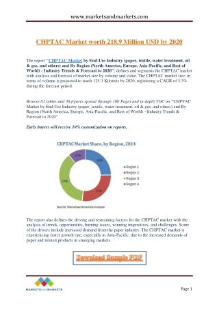 CHPTAC Market by End-Use Industry &amp; by Geography - 2020 | MarketsandMarkets