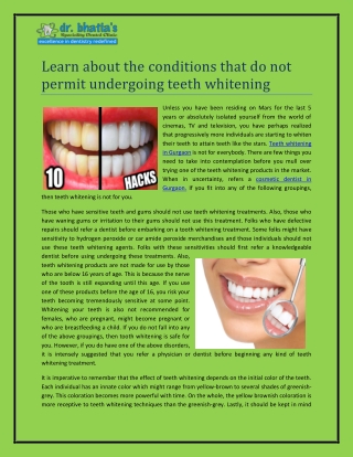 Cosmetic dentist in Gurgaon | Teeth whitening In Gurgaon