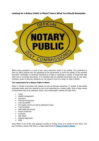 Looking for a Notary Public in Miami? Here’s What You Should Remember