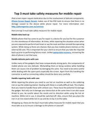 Top 3 must take safety measures for mobile repair