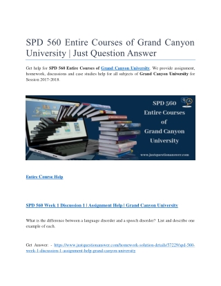 SPD 560 Entire Courses of Grand Canyon University | Just Question Answer