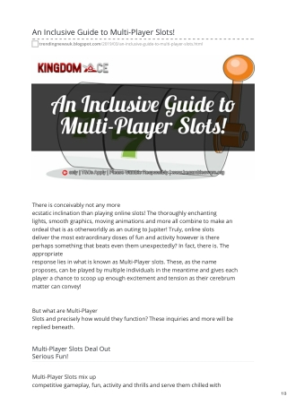 An Inclusive Guide to Multi-Player Slots!