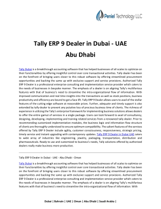 Tally Erp 9 Dealer in Dubai,UAE,Abu Dhabi - Tallydubai.com