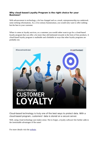 Why cloud-based Loyalty Program is the right choice for your Business?