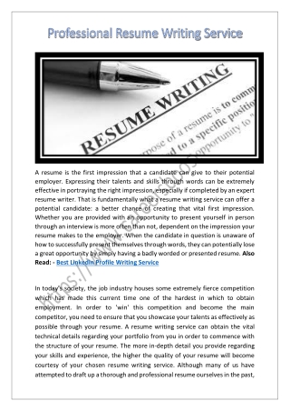 Professional Resume Writing Service