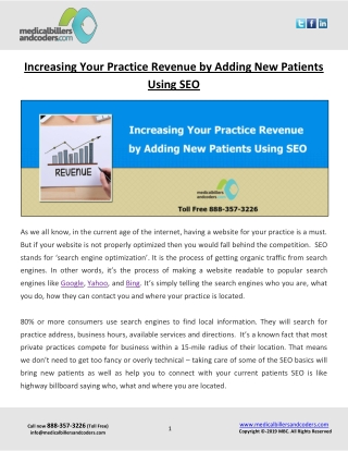 Increasing Your Practice Revenue by Adding New Patients Using SEO