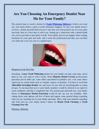Are You Choosing An Emergency Dentist Near Me for Your Family