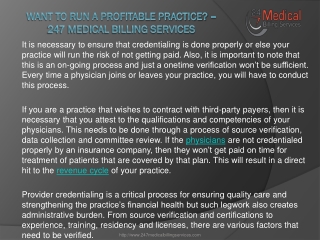 Want To Run A Profitable Practice? – 247 Medical Billing Services