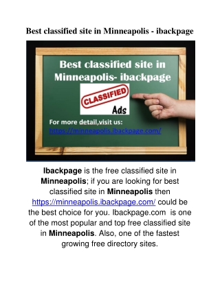 Best classified site in Minneapolis - ibackpage