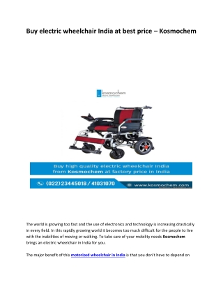 Buy electric wheelchair India at best price – Kosmochem
