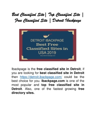 Best Classified Site Detroit | Detroit Ibackpage | Top Classified Site Detroit | Free Classified Site Detroit