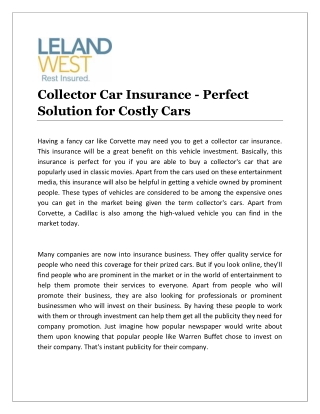 Collector Car Insurance - Perfect Solution for Costly Cars