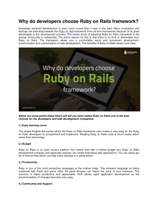 Why do developers choose Ruby on Rails framework?