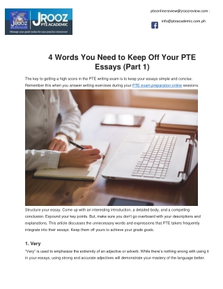 4 Words You Need to Keep Off Your PTE Essays (Part 1)