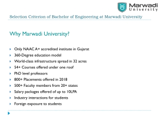 Selection Criterion of Bachelor of Engineering at Marwadi University 2019