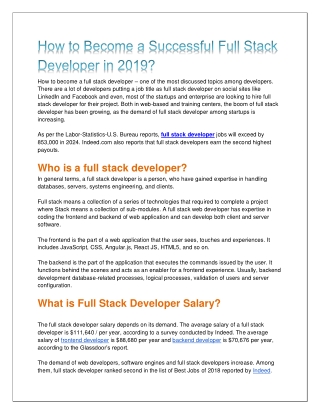 How to Become a Successful Full Stack Developer in 2019?