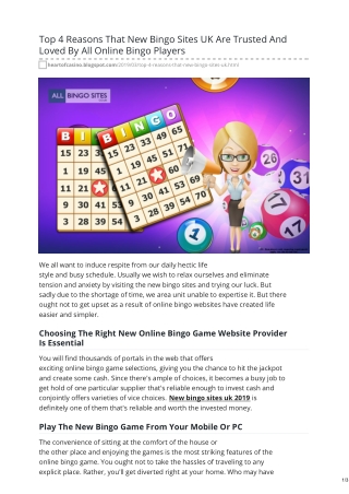 Top 4 Reasons That New Bingo Sites UK Are Trusted And Loved By All Online Bingo Players