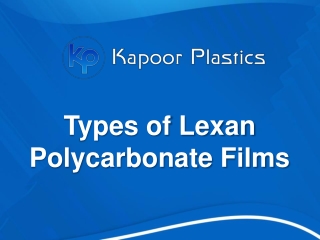 Types of Lexan Polycarbonate Films