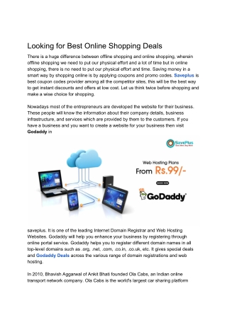 Looking for Best Online Shopping Deals