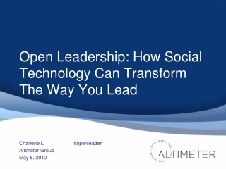 Web 2.0 Expo Speech: Open Leadership