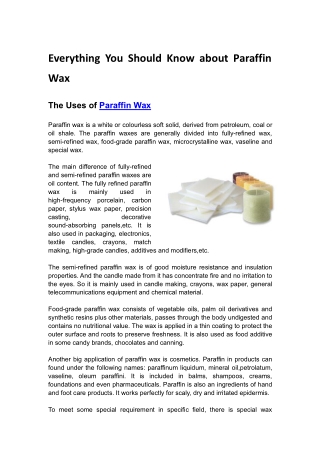 Everything You Should Know About Paraffin Wax