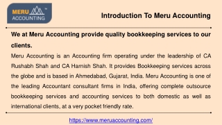 Accounting Outsourcing Consultant India, bookkeeping services in India - Meru Accounting