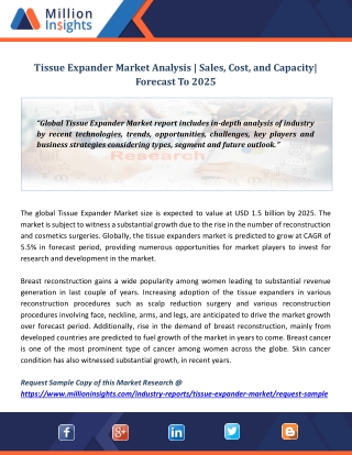 Tissue Expander Market Analysis | Sales, Cost, and Capacity| Forecast To 2025