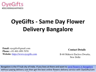 OyeGifts - Same Day Flower Delivery Bangalore