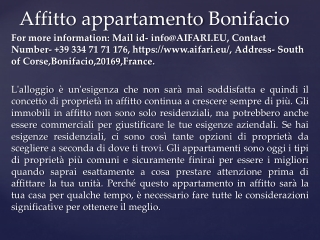 Affitto appartamento Bonifacio