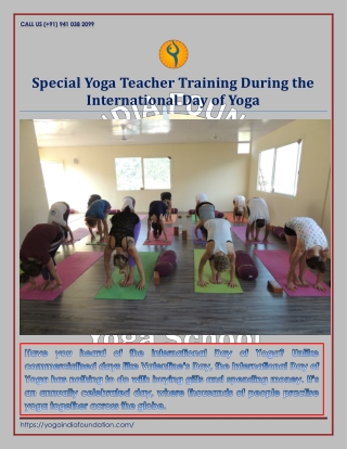 Special Yoga Teacher Training During the International Day of Yoga