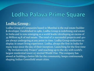 lodha palava prime square | 1, 2 and 3 BHK Apartment