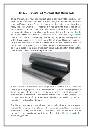 Flexible Graphite Is A Material That Never Fails