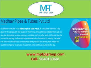 Ms Erw Pipe Suppliers in Chennai