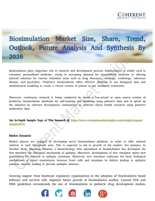 Biosimulation Market is Expected to Witness a CAGR of 15.4% By 2026
