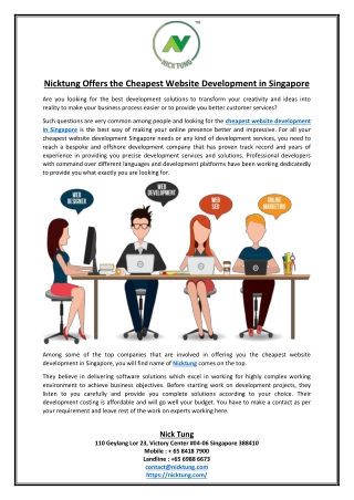 Nicktung Offers the Cheapest Website Development in Singapore