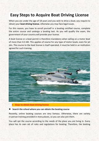 Easy Steps to Acquire Boat Driving License