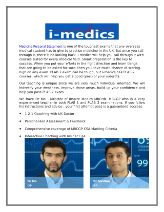 Medicine Personal Statement - Inspire Medics